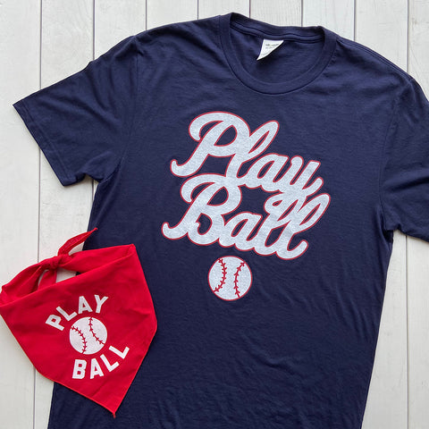 Play Ball Baseball shirt and baseball dog bandana