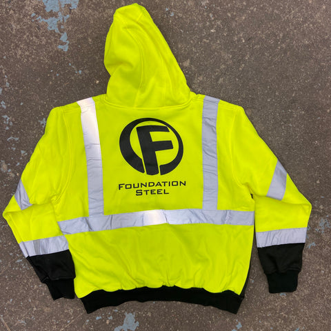 foundation steel safety green reflective hoodie