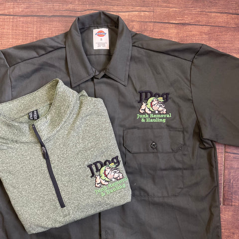 embroidered polos and quarter zip