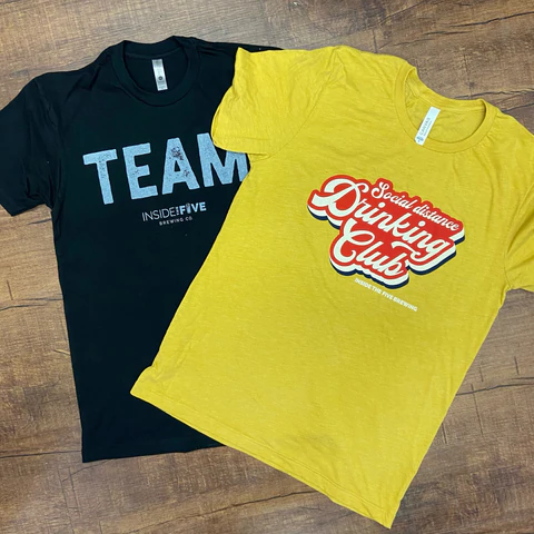 black and yellow branded vintage t-shirts