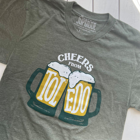 t-shirt with beer mugs that says cheers from toledo