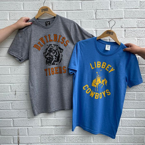 devilbiss tigers and libbey cowboys vintage shirts