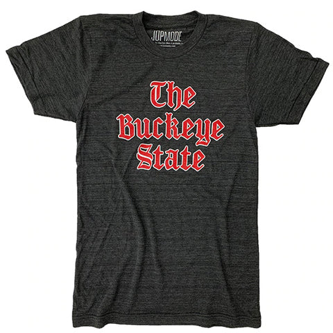 gray and red “The Buckeye State” unisex fitted t-shirt