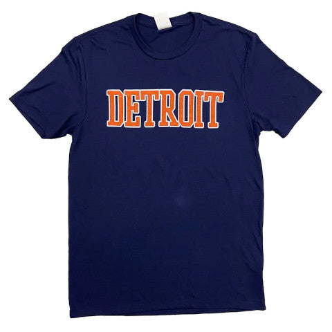 blue and orange unisex fitted DETROIT shirt