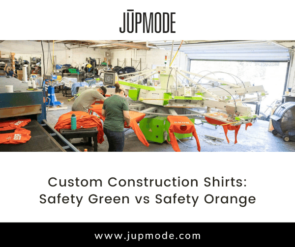 custom construction shirts: safety green vs safety orange Facebook promo