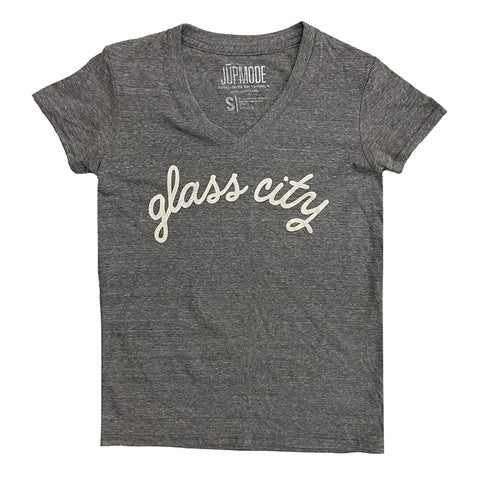 Glass City Script Women's V-neck Shirt