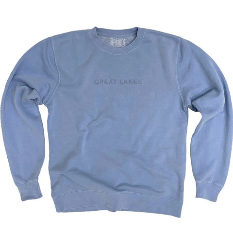 light blue Great Lakes embroidered crewneck sweatshirt