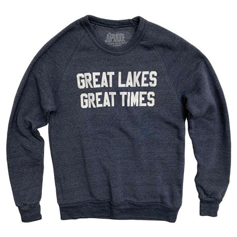 gray and white “Great Lakes, Great Times” sweatshirt
