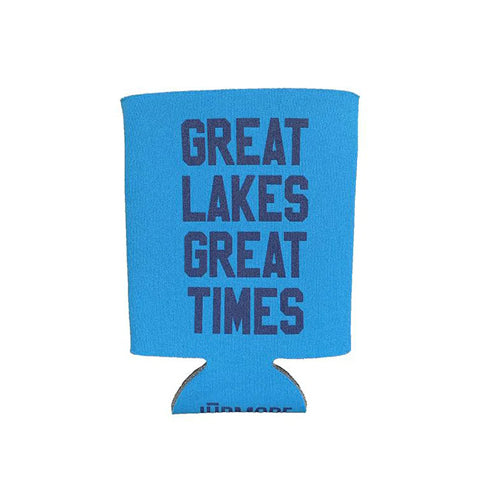 blue “Great Lakes, Great Times” drink koozie