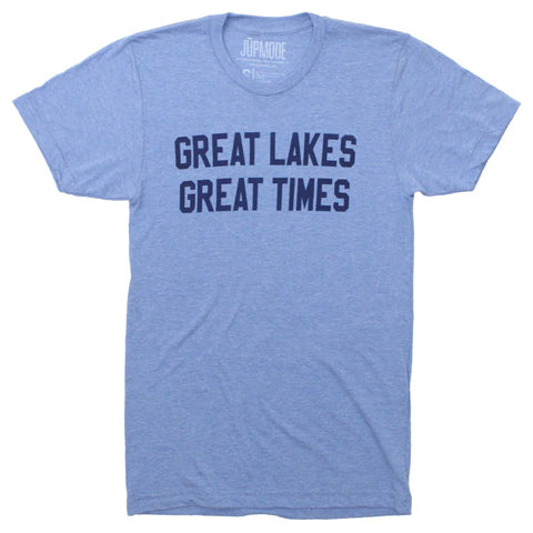 light blue “Great Lakes, Great Times” t-shirt