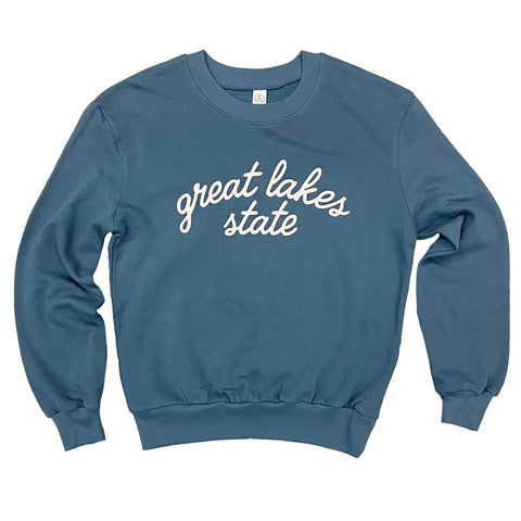 blue Great Lakes State women’s crew sweatshirt