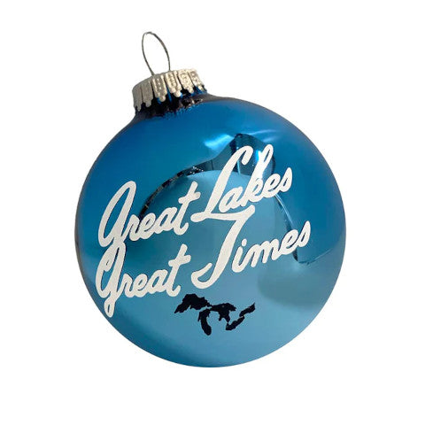 blue and white “Great Lakes, Great Times” holiday ornament 
