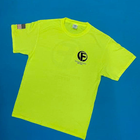 green work shirt with left chest printed logo
