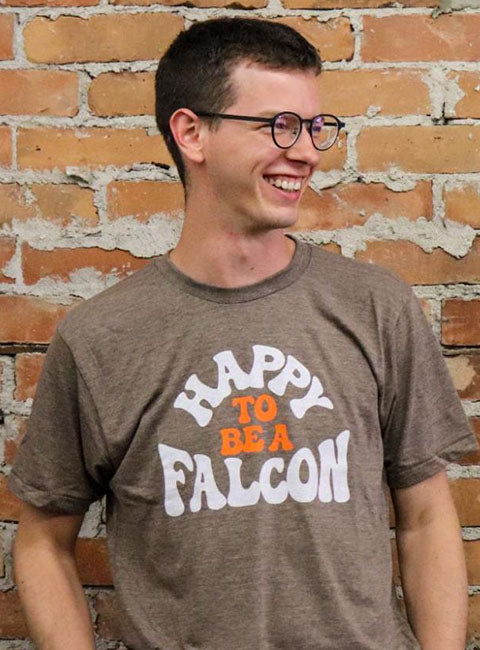 brown t-shirt with bold typography print