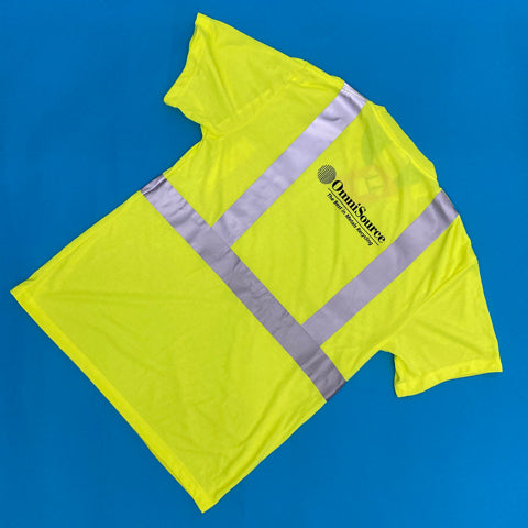 class 2 safety yellow t-shirt with custom branding