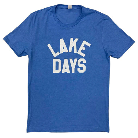 light blue and white “Lake Days” t-shirt