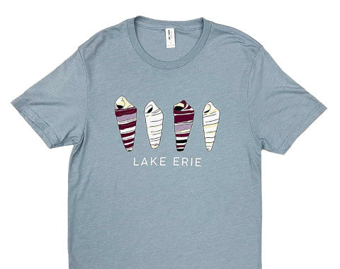 sky blue Lake Erie seashells fitted unisex shirt