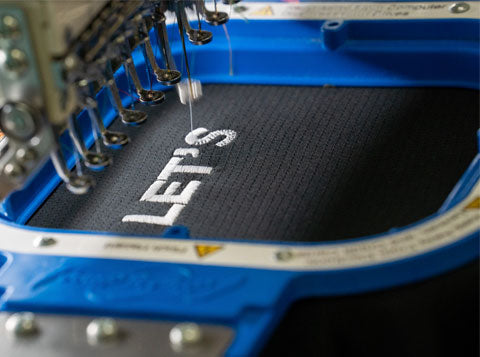 machine stitching 2D embroidery on t-shirt