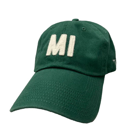 green and white Michigan felt baseball cap