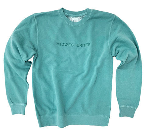 green, mint embroidered sweatshirt