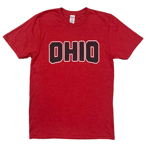 red and black block letter Ohio fitted t-shirt 