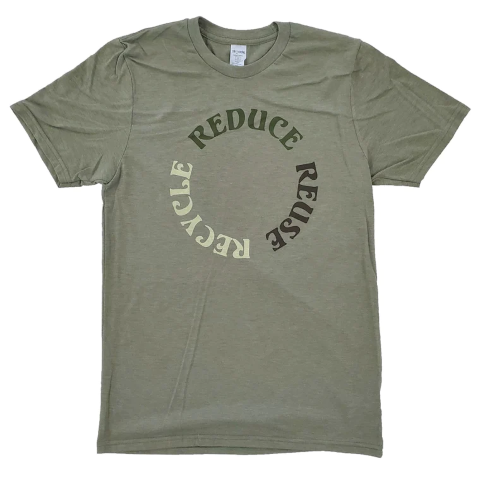 Reduce, Reuse, Recycle shirt made from organic and recycled materials 