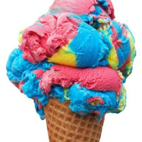 Superman ice cream cone in its colorful flavors