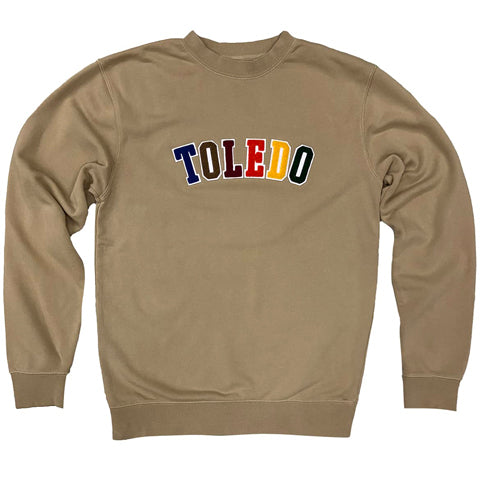 sweatshirt with embroidered chenille patches