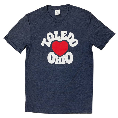 dark gray 16153 Genova, Ohio t-shirt with a red heart