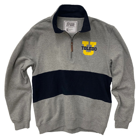 gray, blue, and gold 16153 Genova Rockets quarter zip sweatshirt