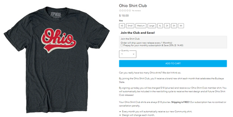 ohio t-shirt of the month club subscription