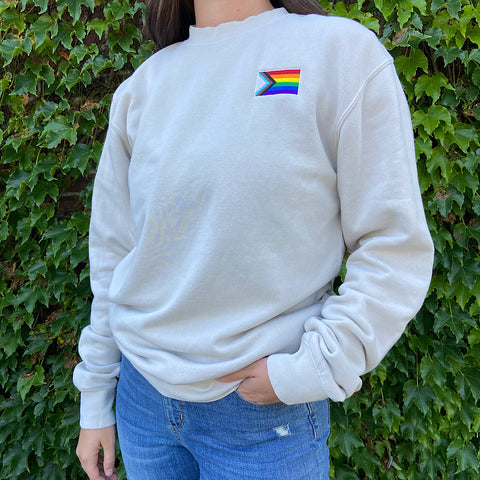pride flag embroidered crew
