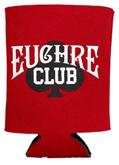 red Euchre club drink koozie from fancysweetstx
