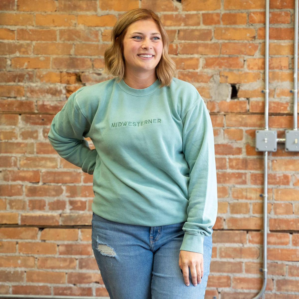 Midwesterner Mint Embroidered Sweatshirt